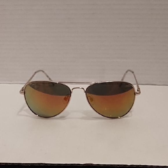 Gold Aviator Sunglasses with Orange Lenses - Picture 1 of 6
